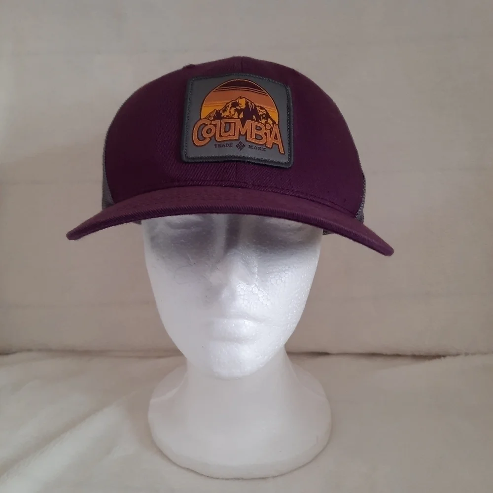 Columbia plum purple & grey logo mesh snapback trucker hat